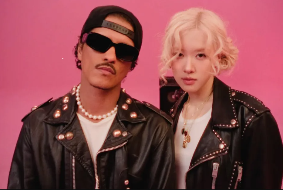 Bruno Mars and Rosé in the music video for APT Courtesy of Atlantic Records